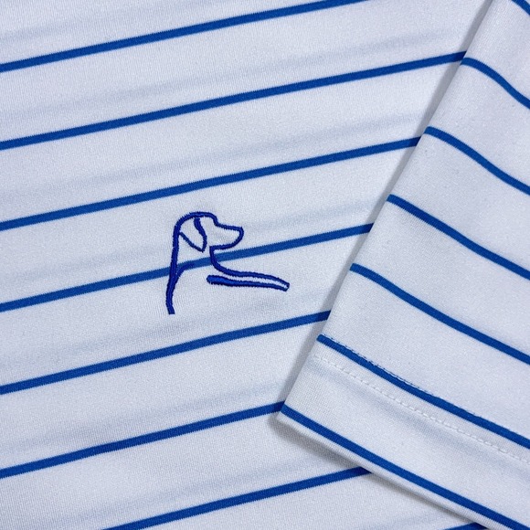 Rhoback Polo Shirt Men XL White Blue Striped Performance Wicking Golf Adult - Picture 4 of 10